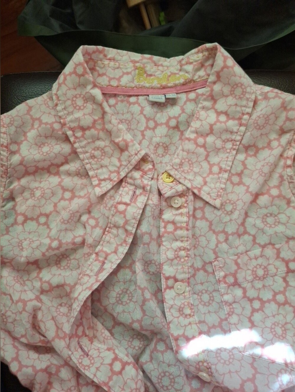 Boden Pink and White Floral Button-Down Shirt